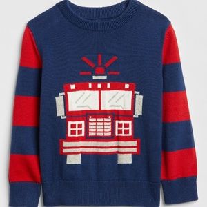 NEW NWT GAP boys firetruck sweater 18-24m